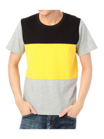 カラーブロッククルーネックカットソー