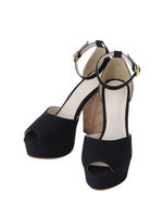 トロピカル柄スタックヒール