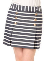 裏毛風ボーダーＢＯＸプリーツスカート