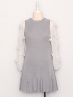 シフォンスリーブニットワンピ