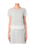 [L]千鳥格子シフォン切替えブラウス