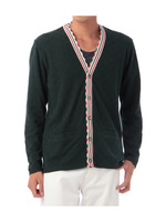 ボーダーチェックネック市松カーディガン