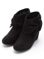 サイドリボンウェッジヒールブーティ