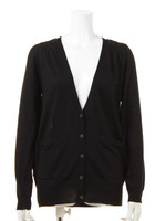 起毛バックレースロングVカーディガン