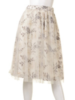 チュールレイヤードフラワープリントスカート
