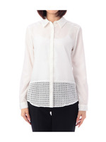 裾レース切り替えシャツ