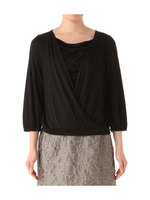 8分袖ドレープカシュクールカットソー