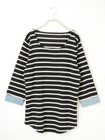 袖口ダンガリーフライスボーダーチュニック