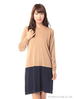 ほかほバイカラーワンピース