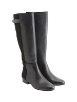 スエード切り替えロールヒールブーツ