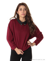 ケーブル柄襟付きプルオーバー