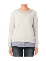 襟ぐりビジューレイヤード風スウェット