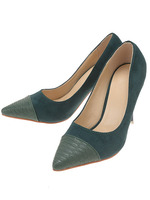 スウェード異素材パンプス