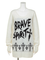 ジャガードロゴ入りシャギーニットチュニック