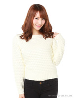 柄編みニットプルオーバー