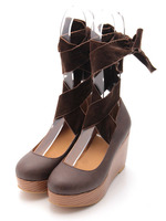 ベロアリボンレースアップシューズ