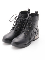 メタルLOWヒールレースアップショートブーツ