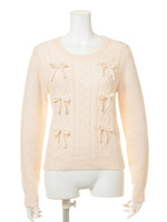 リボンケーブルニットトップス