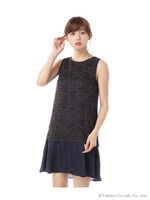 レース×サテン重ね着風ワンピ