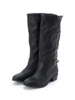 レザー調バックルミドル丈2WAYブーツ