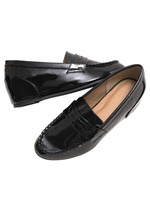 インヒールエナメルローファーウェッジパンプス