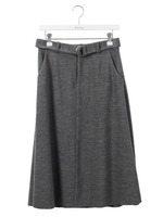 ベルト付きミッドカーフスカート