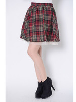 チェック裾チュールレースサーキュラーミニSK