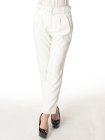 ベルト付きタックストレートパンツ