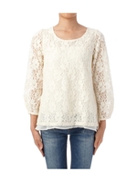 リボンつきレースプルオーバー