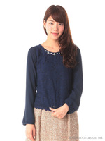 起毛レース×ジョーゼットバックZIP