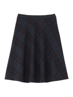 [L]チェックフレアミッドカーフスカート