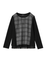 シャドーチェック×シフォン 異素材MIXプルオーバー