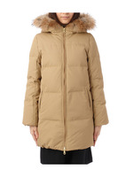 ファーフード付きキルティングダウンコート