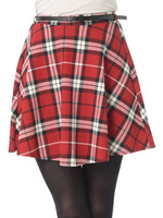ベルト付チェックフレアスカート