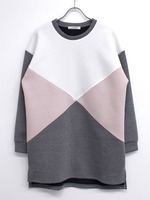 配色ボンディングスウェットワンピース