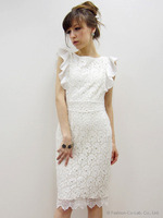 刺繍レースペンシルドレス