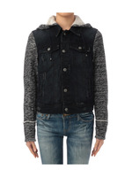 デニム&ジャージフーデットブルゾン