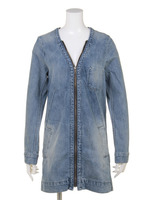 Vネックデニムロングジャケット