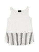 [L]ジャージ×ストライプカットソー