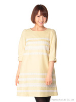 マカロンカラーレース切替ワンピース