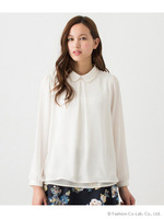 【3/12　ヒルナンデス掲載】衿パール付きジョーゼットブラウス