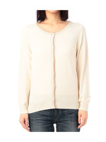 配色クルーネックニットカーディガン