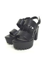 【R&E】厚底ラバーソールワイドストラップサンダル