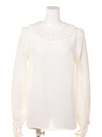 【mystic】ボックスプリーツ長袖ブラウス