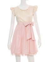 異素材MIXパフスリーブワンピース