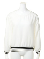 【mystic】裾ボーダージョーゼットブラウス