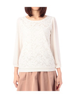 レース×シフォンプルオーバー