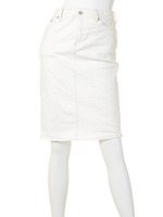 11ozホワイトデニム膝丈スカート