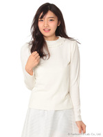 J首フリル長袖プルオーバー
