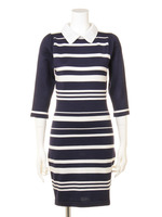 【2ndline】衿付きボーダーニットワンピCL−0487